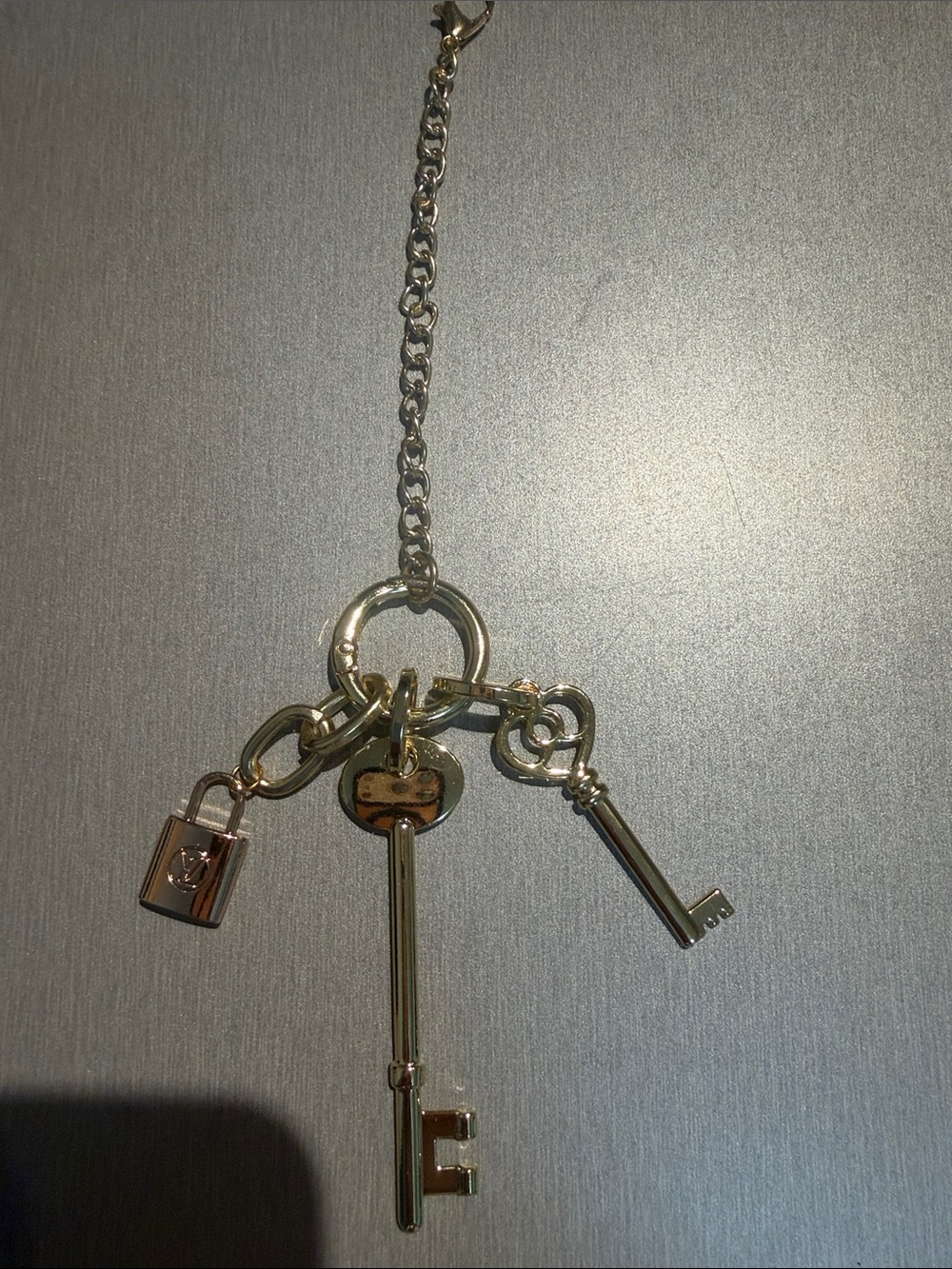 Inspired Gold Key and Padlock Charm Bag Charm/Keychain